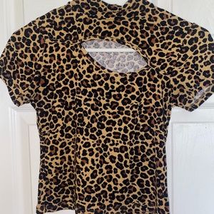 Cutout cheetah print crop top